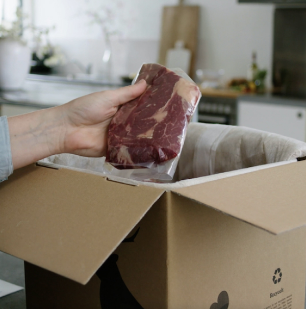 Entrecôte aus Verpackung