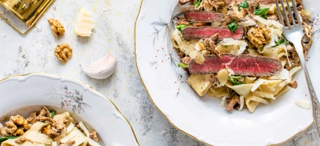 Pasta met biefstuk