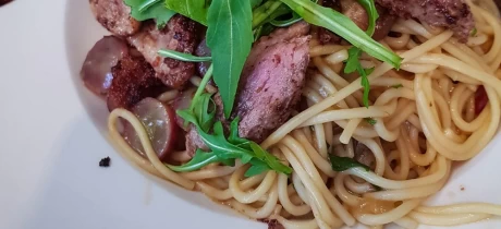 Truffelpasta met biefstuk