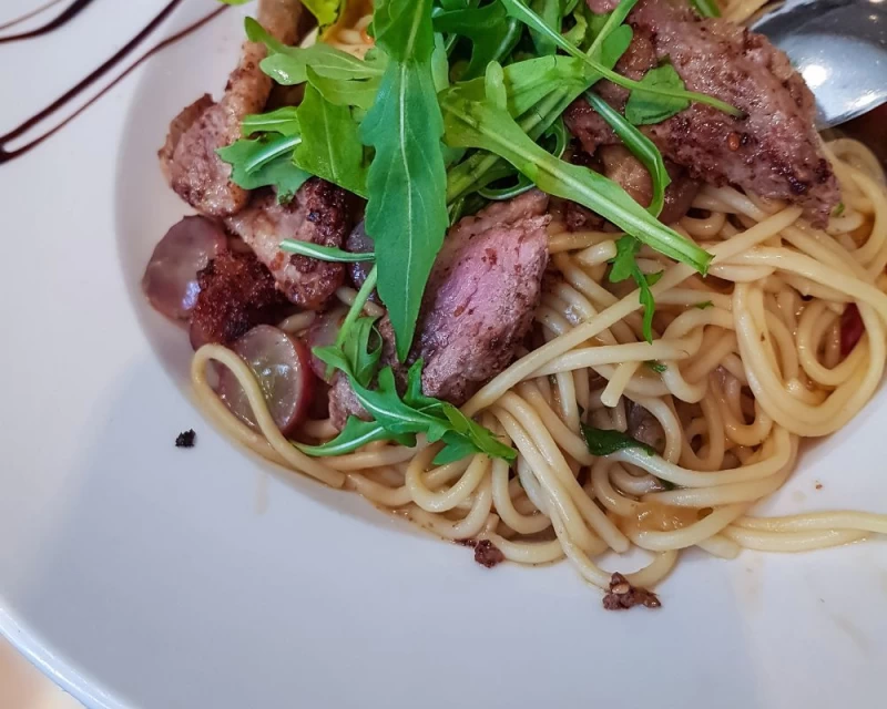 Truffelpasta met biefstuk