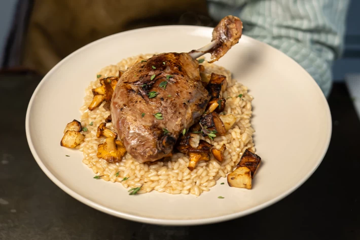 Gekonfijte eendenbout