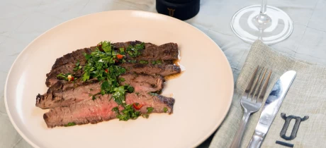 Bavette met chimichurri & bloedsinaasappel