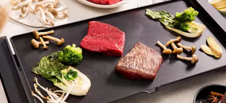 Wagyu plakjes op de hete plaat