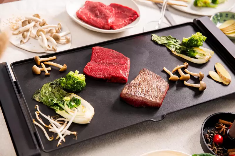 Wagyu plakjes op de hete plaat