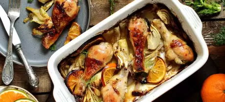 Poulet à l'orange et au fenouil