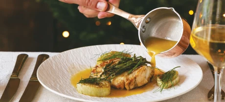 Wilde kabeljauw met beurre blanc, venkel & zeekraal
