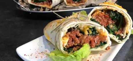 Burritos de bœuf et épinards