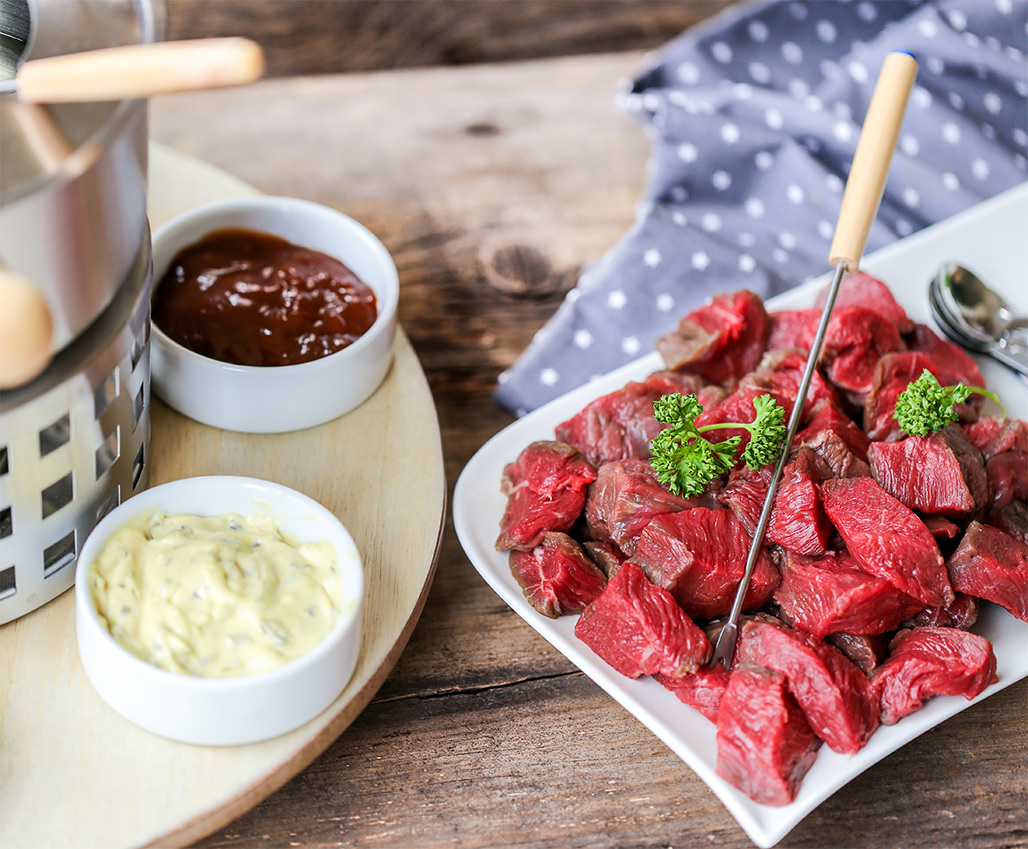 Cubes de bœuf marinés pour fondue bourguignonne