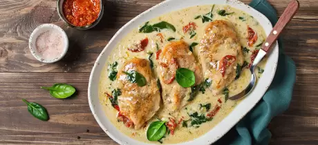 Suprême de poulet au basilic et tomates séchées