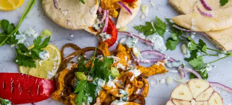 Greek gyros with homemade tzatziki